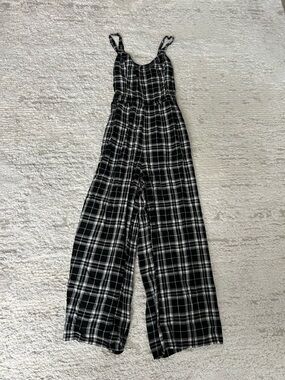 Black & White Plaid Wide-Leg Hollister Jumpsuit